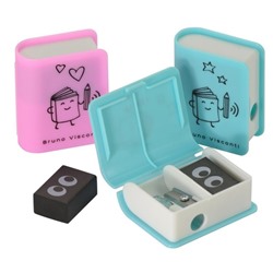 Точилка FUNSHARP «Книга», 1 отверстие, с ластиком, в контейнере, МИКС