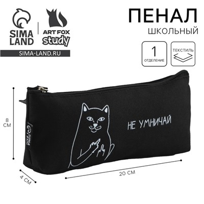 Пенал школьный текстильный «Не умничай» , 20×8×3 см