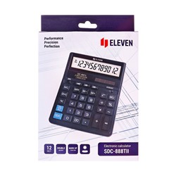 Калькулятор настольный Eleven SDC888TII, 12-разрядный, 159×205×27 мм, двойное питание, чёрный