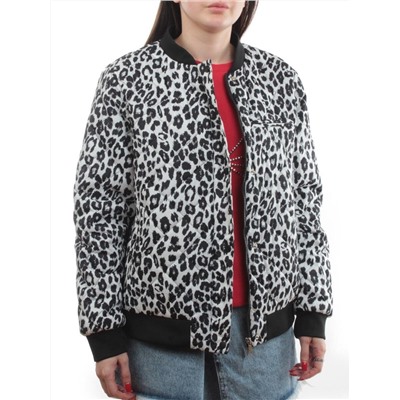S24-139 WHITE/BLACK Куртка бомбер демисезонная женская (100 гр. синтепон)
