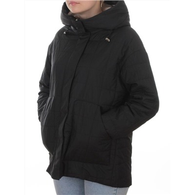 9607 BLACK Куртка стеганная демисезонная женская (100 гр. холлофайбер)