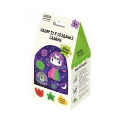 Набор для создания слайма ТРИ СОВЫ Slime party "Кото-пришельцы", зеленый, наполнение - блестки, светится в темноте, аромат бабл гам, картонная коробка