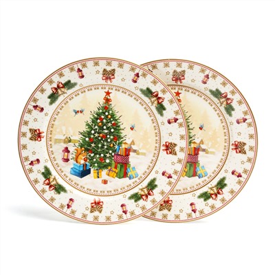 НАБОР ТАРЕЛОК ОБЕДЕННЫХ LEFARD "ЕЛКА" 2 ШТ. 27 СМ (КОР=9НАБ.)