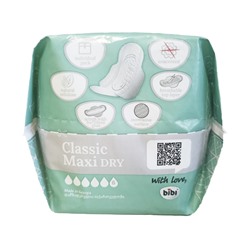 Прокладки "BIBI" Classic Maxi Dry, 6 капель, 8 шт.