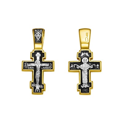 Крест (образ Покрова) из серебра литье выборочное золочение ручная работа