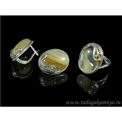 Кольцо Серьги с халцедоном имитация размер 20