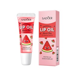 Восстанавливающее и увлажняющее масло для губ Арбуз SADOER Repairing hydrating Watermelon lip oil, 12 мл