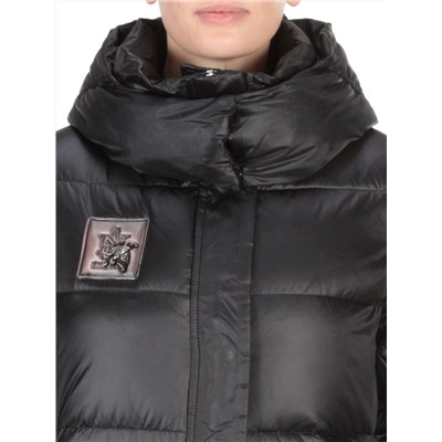 9110 BLACK Пальто зимнее женское FLOWERROVE (200 гр. холлофайбера)