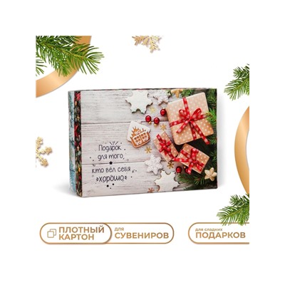 Коробка подарочная новогодняя складная, крышка - дно «Подарок для того, кто вел себя хорошо», 24×17×8 см