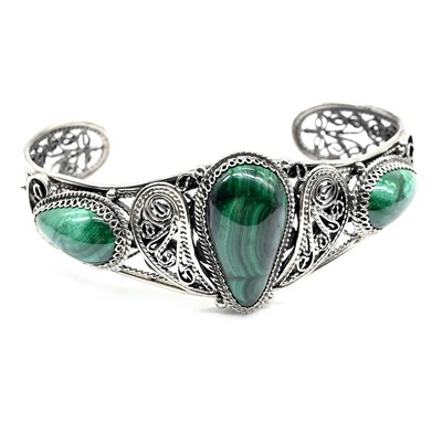 Браслет малахит, 18,5 см.