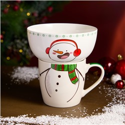 НАБОР ПОСУДЫ LEFARD "СНЕГОВИК" 2 ПР. (КРУЖКА 360МЛ, САЛАТНИК 500МЛ)