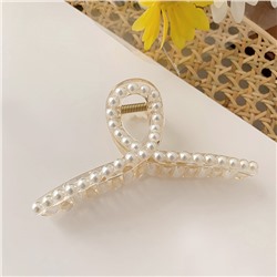 Краб для волос Жемчужный пластиковый Петелька, 11 см.