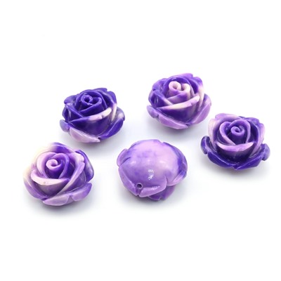 Разделитель-бусина П, Розочка  18мм, цвет сиреневый, отверстие 1,2мм.