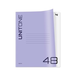 Тетрадь 48л. клетка BG "UniTone. Neon", пластиковая обложка, неон сиреневый