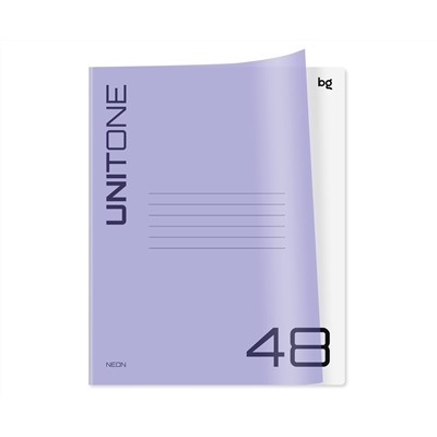 Тетрадь 48л. клетка BG "UniTone. Neon", пластиковая обложка, неон сиреневый