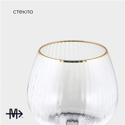 Бокал для вина Magistro «Орион», 550 мл, 10×22 см, с золотой отводкой, стекло, прозрачный