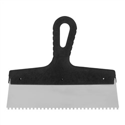 Шпатель из нержавеющей стали, 250 мм, зуб 4 х 4 мм, пластмассовая ручка Сибртех