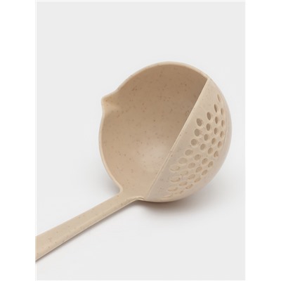 Половник-шумовка Доляна, 27 см, бежевый