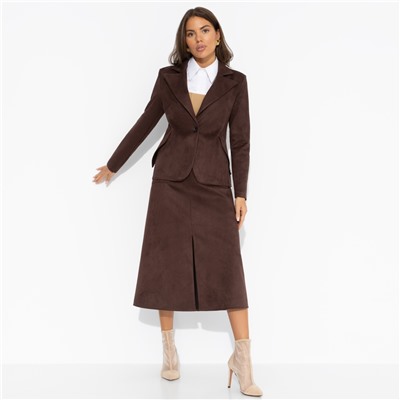 Юбка из замши с разрезом, Откровенно шикарная (шоколадный мусс)