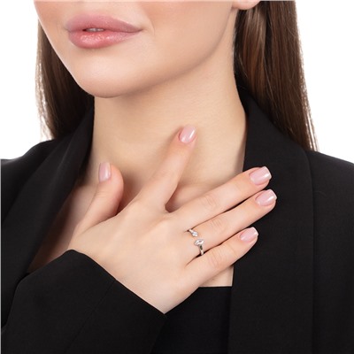 Кольцо с фианитом родированное серебро 925*