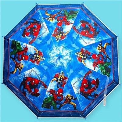 Зонт-трость для мальчика с мультгероями полуавтомат Арт 001/2