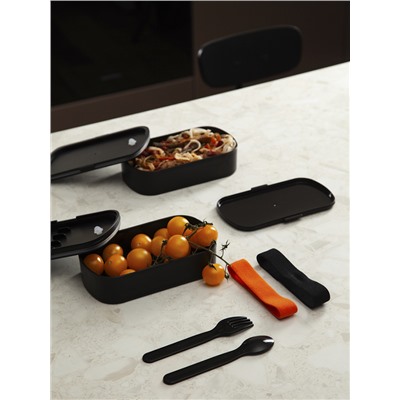 Ланч-бокс с приборами Food Time, 1 л, черный