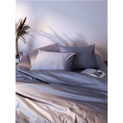 Простыня из премиального сатина светло-серого цвета из коллекции Essential, 180х270 см