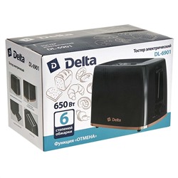 Тостер 650 Вт DELTA DL-6901 черный