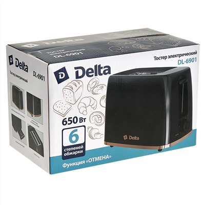 Тостер 650 Вт DELTA DL-6901 черный