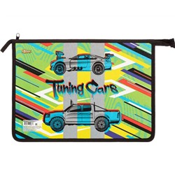 Папка для тетрадей №1School Tuning Cars А4 на молнии, пластик