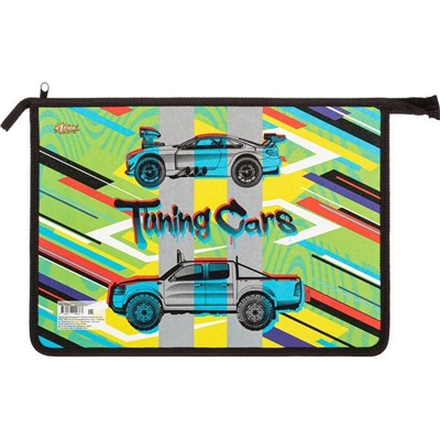 Папка для тетрадей №1School Tuning Cars А4 на молнии, пластик