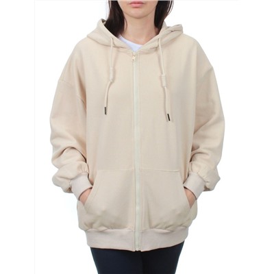 3267 BEIGE Толстовка на молнии женская (95% хлопок, 5% спандекс)