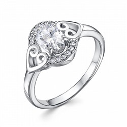 Кольцо с фианитом родированное серебро 925*