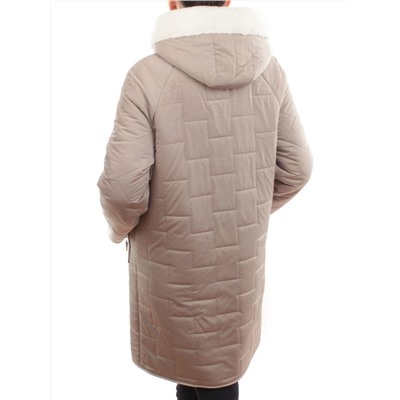 2661 BEIGE Пальто двухстороннее женское еврозима (100 гр. холлофайбер)