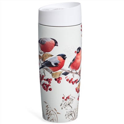 ТЕРМОКРУЖКА AGNESS  "СНЕГИРИ" 360МЛ, КОЛБА НЕРЖ.СТАЛЬ 18/10