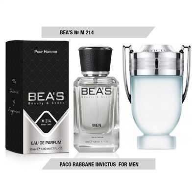Beas M214 Paco Rabanne Invictus Men edp 50 ml, Парфюм мужской Beas M214 создан по мотивам аромата Paco Rabanne Invictus