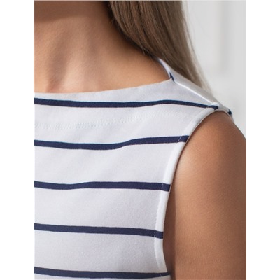 Топ в полоску с вырезом лодочка из премиального хлопка с эластаном