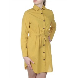 803 YELLOW Платье хлопковое с воротником Fashion