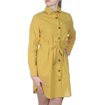 803 YELLOW Платье хлопковое с воротником Fashion