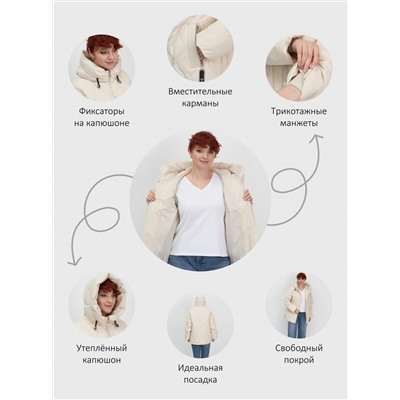 Куртка женская демисезонная с капюшоном бежевого цвета 1140B