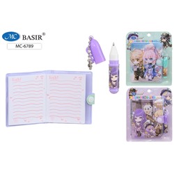 Набор подарочный "АНИМЕ" блокнот на кнопке 10,3*8см+мини ручка МС-6789/16/Китай