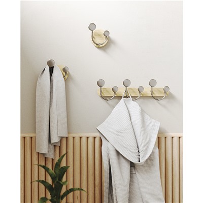 Вешалка настенная Melody, натуральное дерево/никель