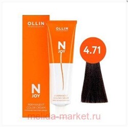 OLLIN "N-JOY" 4/71 – шатен коричнево-пепельный, перманентная крем-краска для волос 100мл