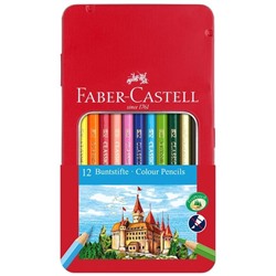 Карандаши цветные Faber-Castell "Замок", 12цв., шестигр., заточ., метал. кор.