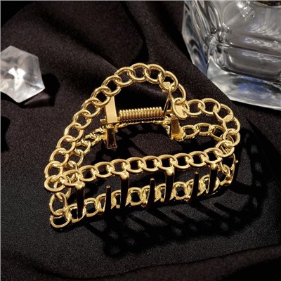 Крабик для волос «Дороти», сердце, 7.5 см, золото