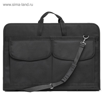Папка для чертежей и рисунков А2, 650×450×50 мм, с ручками, текстильная, Estado, 3 кармана, чёрная