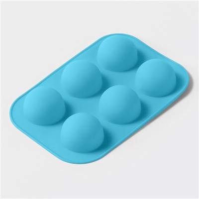 Форма для выпечки Доляна «Полусферы», силикон, 24×16 см, 6 ячеек, d=5.5 см, МИКС