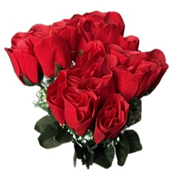 Цветок искусственный декоративный Роза красная 1 шт (с декором) 38 см