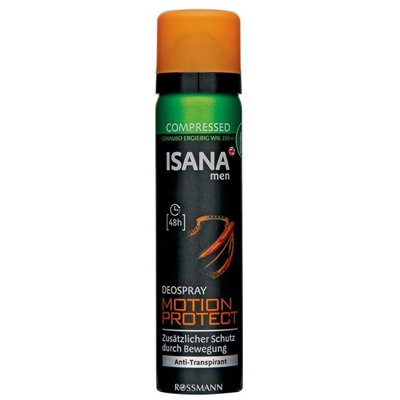 ISANA men Compressed Deodorant spray Motion Protect ISANA мужской Дезодорант Спрей Защита в движении 48ч 75 г