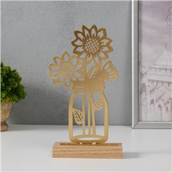 Фигурка металл «Подсолнухи в банке», золото, 5×11.5×22 см